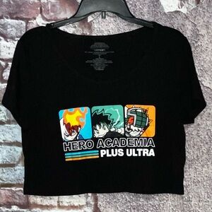 My Hero Academia Women's Black Short Sleeve Crop Top Shirt Size L by Funimation